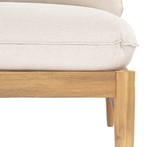 English Elm Terassi Solid Acacia Patio Sofa with Teak Finish and Beige Weather Resistant Cushions N775P372828T