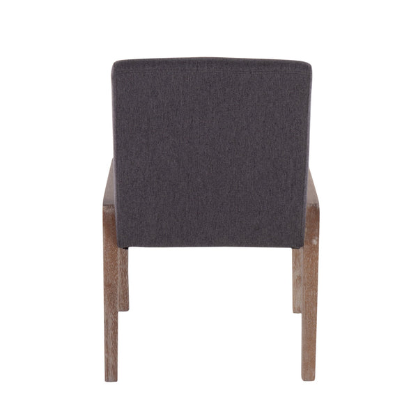 English Elm Carmen Contemporary Chairs Set Of 2 - White Washed Wood Frame & Grey Fabric For Modern Style B202S01322