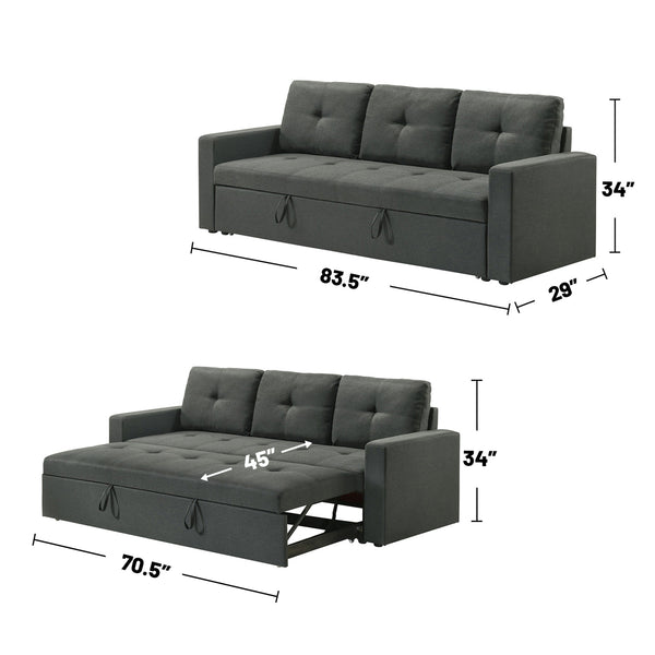 English Elm Fabric Plush Tufted Sleeper Sofa Dark Gray with Wood Frame, Foam Support, Compact Convertible Comfort B016P392878