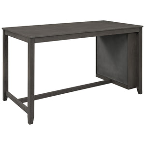 English Elm TOPMAX Counter Height Rustic Farmhouse 5-Piece Dining Set for 4 with Stacked Storage Shelves, Beige Upholstery Gray SP001134AAE