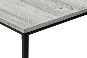 English Elm Table 3-Piece Set with Reclaimed-Look Laminate Tops and Sleek Metal Frame for Modern Living Rooms Grey 48 L x 24 W x 4 H B2710P219976