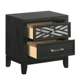 English Elm Nicolai Black 2-Drawer Nightstand With Mirrored Trim