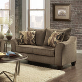 Textured Brown 4-Piece Living Room Sofa Set with Overstuffed Back Cushions & Throw Pillows - Made in USA