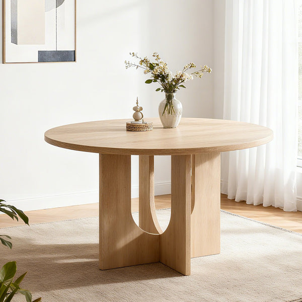 English Elm Modern Farmhouse Round Dining Table Seats Four Light Oak Finish Kitchen Nook W1998P376255