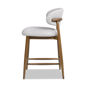 English Elm Jennifer Taylor Home - Locke Sustainable Rubberwood Counter Stool 26.5" Boucle Gray Upholstered Seat Back Modern Design B2719P238400