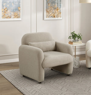 English Elm Contemporary Bouclé Accent Chair with Plywood Frame, Foam over Pocket Coils, Plush Pillow, 300lb Capacity taupe 30 L x 24.5 W x 24.5 H B011P308555