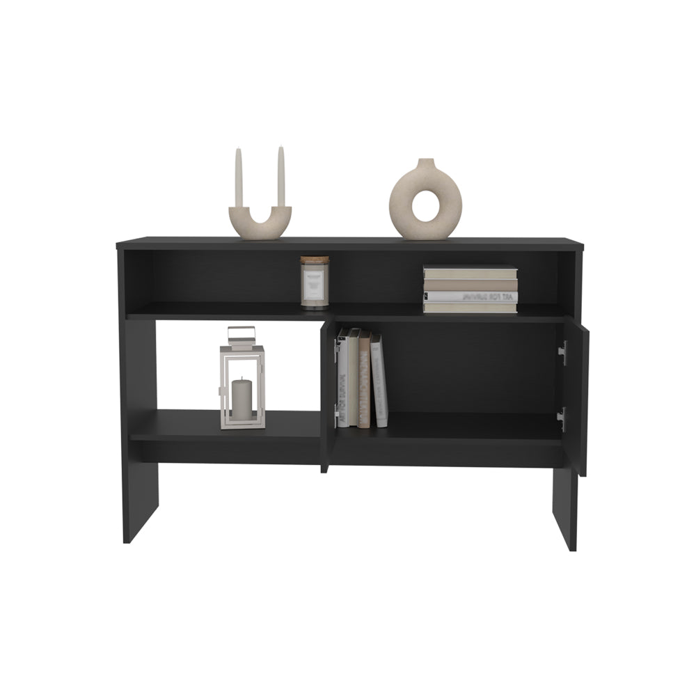 English Elm Console Table Midway Black - Engineered Wood Entryway Console with Spacious Shelf, Cabinet Storage B092P238697