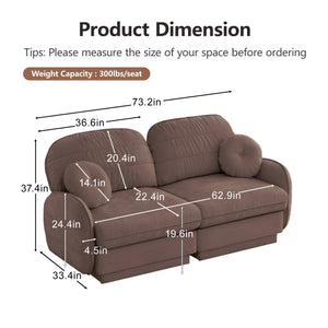 English Elm Chenille Cloud Loveseat with Quilted Back Cushions Deep Foam Seat Modern Living Room Sofa Rose Dust W714S01774
