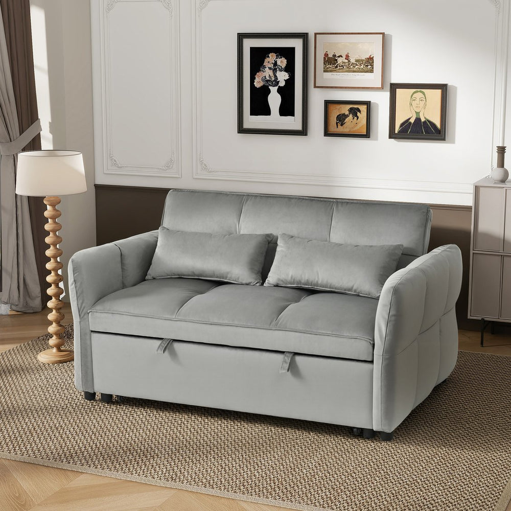English Elm 3-in-1 Convertible Pull Out Sofa Bed Velvet Upholstered Recliner for Small Spaces Dark Gray W2941P370574
