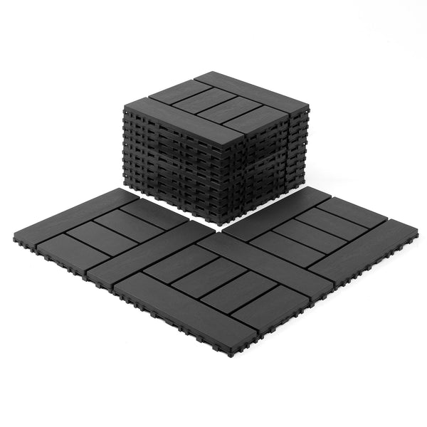 English Elm Plastic Interlocking Patio Tiles Waterproof Pp Grid 44 Pack Outdoor Pool Deck W3022P251847