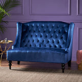 Christopher Knight Home® - Noble House - Leora Modern Glam Tufted Velvet Wingback Loveseat