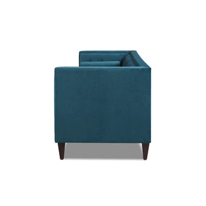 English Elm Jennifer Taylor Home - Jack 84" Modern Tuxedo Tufted Sofa in Plush Velvet with Shelter Arms, Reversible Cushions, Pillows Blue B2719P238406