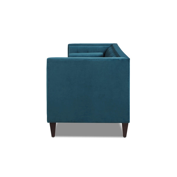 English Elm Jennifer Taylor Home - Jack 84" Modern Tuxedo Tufted Sofa in Plush Velvet with Shelter Arms, Reversible Cushions, Pillows Blue B2719P238406