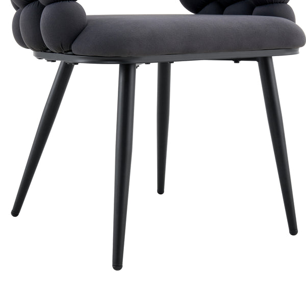 English Elm Set of 2 Velvet Bubble Back Dining Chairs with Sculptural Chain Backrest Glam Legs Black,Gray W1512P491847