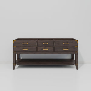 English Elm Brown Oak Double Bath Vanity – Elegant 72" W X 22" D Design With Ample Storage & Soft-Close Drawers B2731P260289