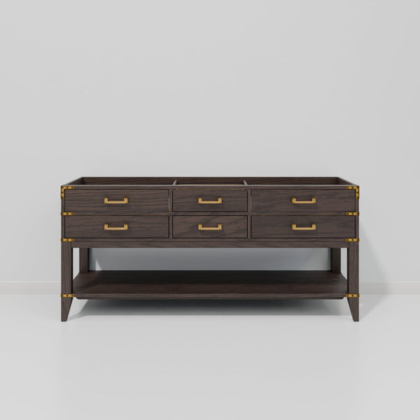 English Elm Brown Oak Double Bath Vanity – Elegant 72" W X 22" D Design With Ample Storage & Soft-Close Drawers B2731P260289