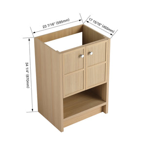 English Elm 24" Modern Freestanding Bathroom Vanity Oak Plywood with Soft-Closing Doors & Open Shelf Storage W1972P268402