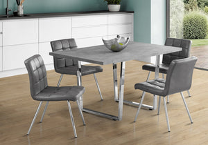 English Elm Dining Table - 60" Rectangular Grey Laminate With Chrome Legs - Modern Design For Kitchen & Dining Spaces B2710P286989