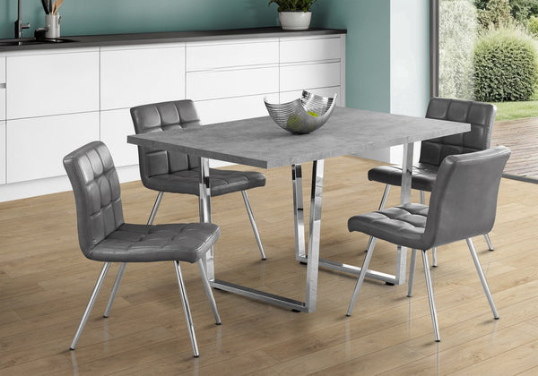 English Elm Dining Table - 60" Rectangular Grey Laminate With Chrome Legs - Modern Design For Kitchen & Dining Spaces B2710P286989