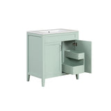 English Elm 30" Bathroom Vanity With Sink, Multi-Functional Bathroom Cabinet With Doors and Drawers, Solid Frame and Mdf Board, Green