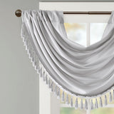 Madison Park Elena Traditional Faux Silk Waterfall Embellished Valance MP41-7410 Silver