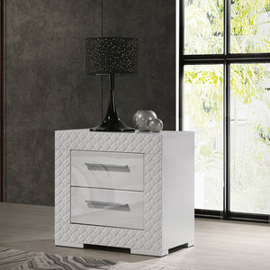 English Elm Pierce White High Gloss Nightstand with 2 Soft-Close Drawers Felt Lined Top Modern Bedside B062P378421