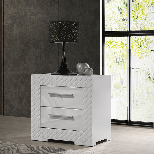 English Elm Pierce White High Gloss Nightstand with 2 Soft-Close Drawers Felt Lined Top Modern Bedside B062P378421