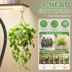 English Elm Plant Stand Indoor With Grow Light - 9-Tier Space-Saving Metal Shelf For Healthy Plant Growth W3101P314624-GIGA