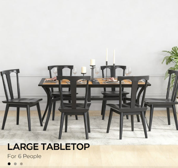 English Elm Stable Faux Wood Slatted Patio Dining Table Seats Six with Umbrella Hole T3971P428205