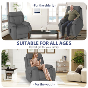 English Elm Power Lift Recliner For Seniors – Compact Electric Chair In Dark Gray Snowflake Velvet, Remote Control W1028S00052-GIGA