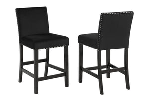 English Elm 5Pc Counter Height Dining Set – Chic White Faux Marble Table & Elegant Black Velvet Chairs For Stylish Dining B011P243224