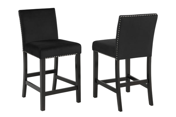 English Elm 5Pc Counter Height Dining Set – Chic White Faux Marble Table & Elegant Black Velvet Chairs For Stylish Dining B011P243224