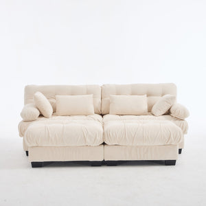 English Elm U Shaped Modular Sectional Sofa Flannelette Cloud Couch Deep Seat Plush Living Room Beige W2120S00029