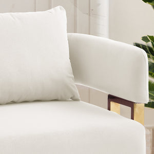 English Elm Ts Velvet Accent Chair Set of Two with Gold Metal Legs for Living Room or Office White W2311P414939