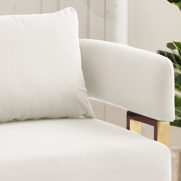 English Elm Ts Velvet Accent Chair Set of Two with Gold Metal Legs for Living Room or Office White W2311P414939