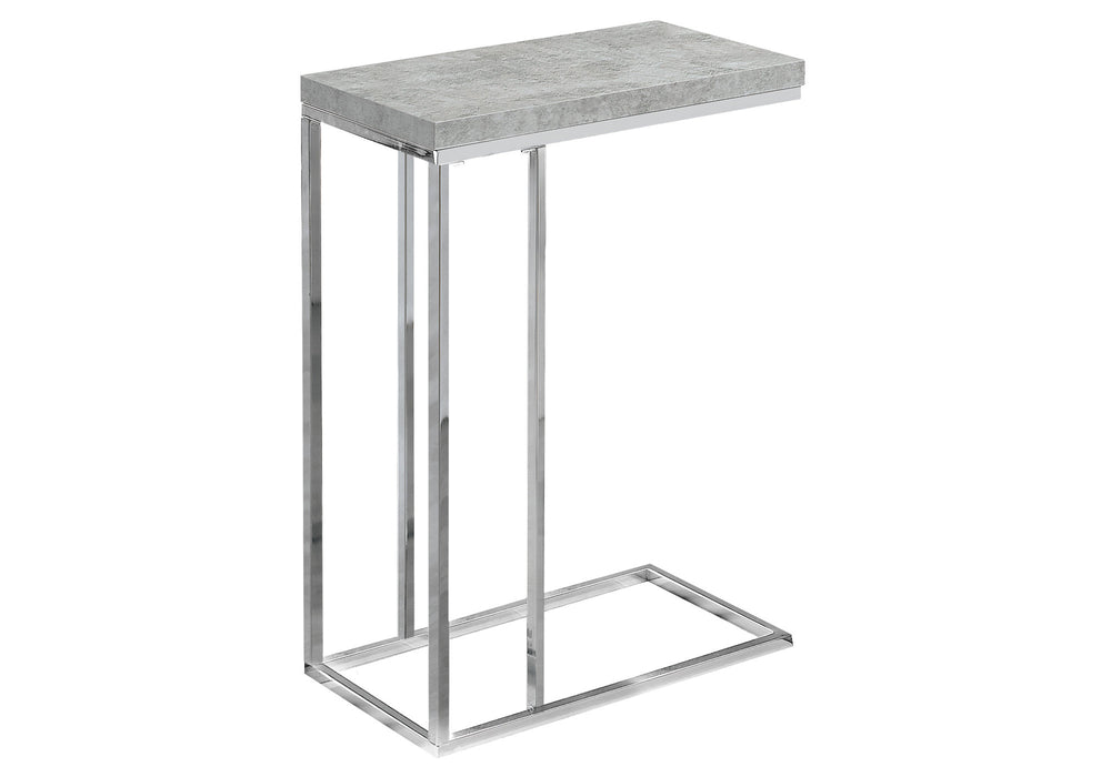English Elm Accent Table C-Shaped End Side Snack Table with Cement-Textured Laminate Top and Chrome Base for Living Room Modern Decor Grey 26 L x 13 W x 5 H B2710P219267