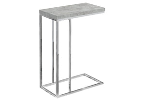 English Elm Accent Table C-Shaped End Side Snack Table with Cement-Textured Laminate Top and Chrome Base for Living Room Modern Decor Grey 26 L x 13 W x 5 H B2710P219267