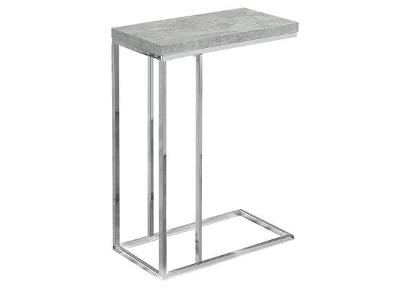 English Elm Accent Table C-Shaped End Side Snack Table with Cement-Textured Laminate Top and Chrome Base for Living Room Modern Decor Grey 26 L x 13 W x 5 H B2710P219267