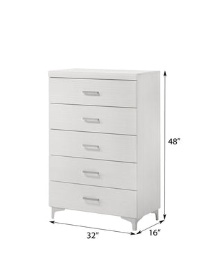 English Elm White 5-Drawer Chest With Metal Legs - Stylish Storage Solution For Bedroom & Living Space Organization B062P209024-GIGA