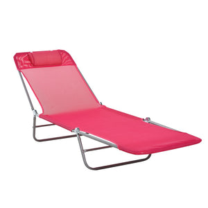 English Elm Outsunny Folding Chaise Lounge Chair - Breathable Mesh, Adjustable Recline, Lightweight & Stylish Pink W2225P249607-GIGA