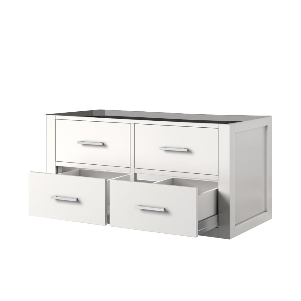 English Elm White Midcentury Single Sink Bath Vanity - Stylish 36-Inch Wall-Hung Design With Storage & Ease B2731P257984-GIGA