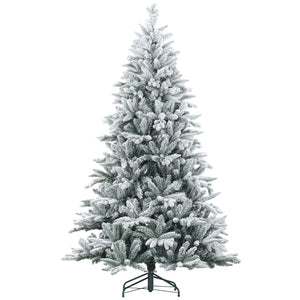 English Elm Homcom 7Ft Snow-Flocked Artificial Christmas Tree With 1401 Tips, Easy Assembly & Metal Stand W2225P229179