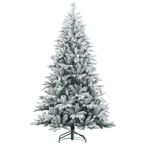 English Elm Homcom 7Ft Snow-Flocked Artificial Christmas Tree With 1401 Tips, Easy Assembly & Metal Stand W2225P229179