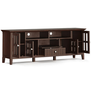English Elm Acadian 72" Wide TV Media Stand Brown Wood & Glass - Handcrafted, Tempered Glass Doors, Cord Mgmt B136P203486