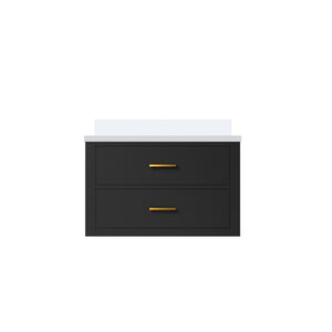 English Elm Black Single Bath Vanity With Cultured Marble Top – Elegant Design, Ample Storage, Easy Installation B2731P257915