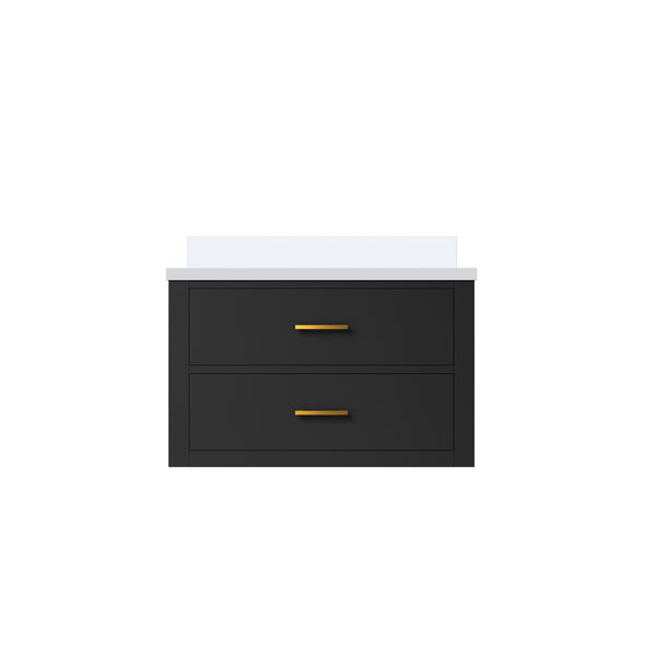 English Elm Black Single Bath Vanity With Cultured Marble Top – Elegant Design, Ample Storage, Easy Installation B2731P257915