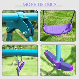 English Elm Outsunny Heavy Duty Metal A-frame Swing Set with Glider and Two Adjustable Seats W2225P200834