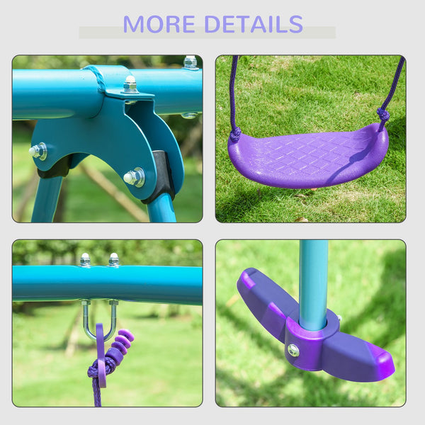 English Elm Outsunny Heavy Duty Metal A-frame Swing Set with Glider and Two Adjustable Seats W2225P200834