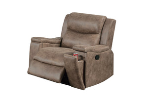 English Elm 1pc Manual Recliner Leather Upholstered Armchair with Hidden Cup Holder Auburn Living Room B011P466428