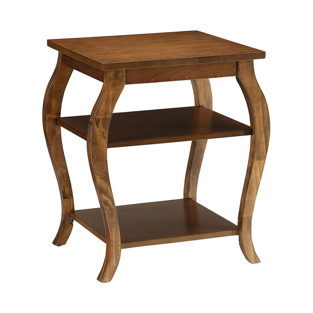 English Elm Square Modern Reversible End Table with Two Open Shelves for Flexible Storage and Stylish Living Room Walnut B016P310259